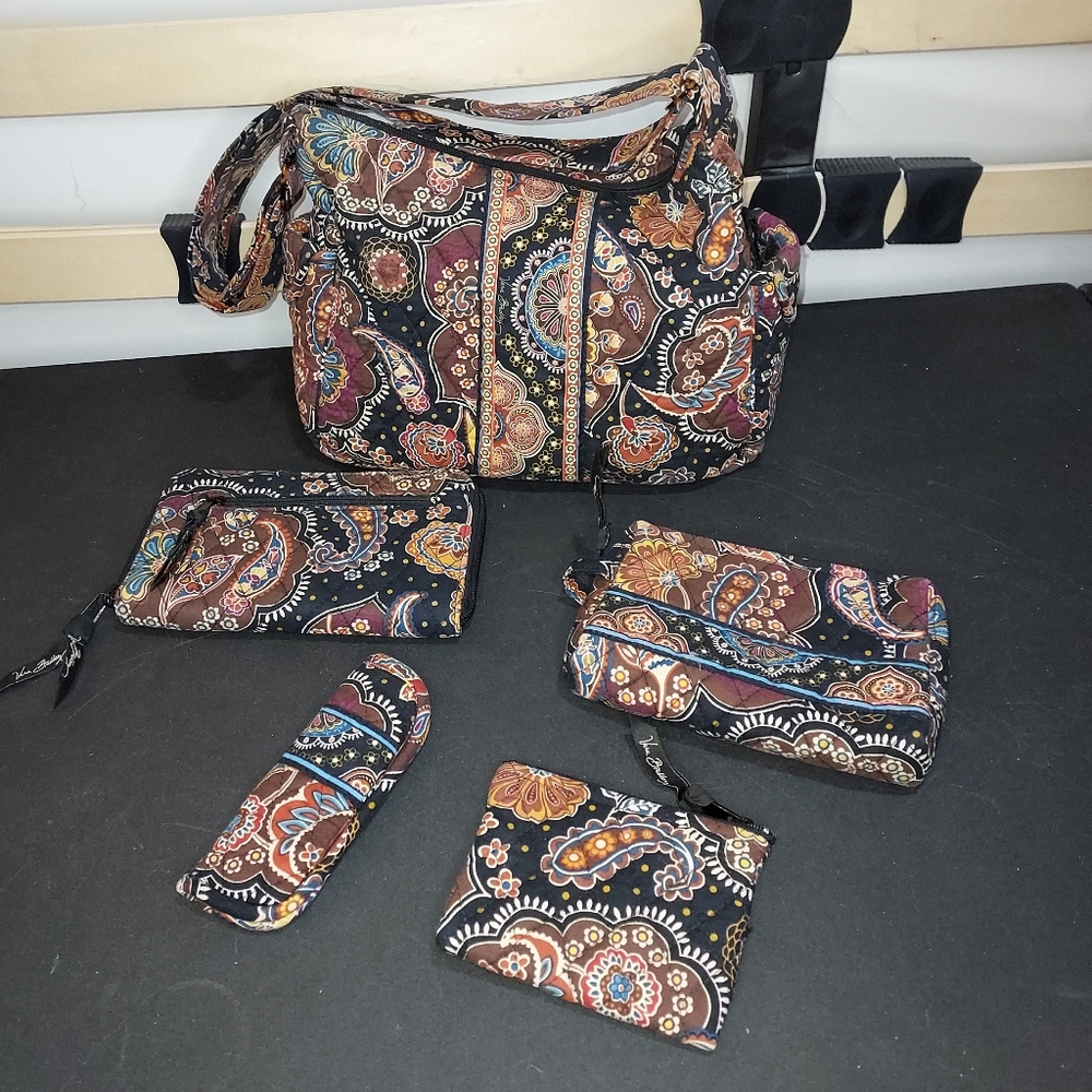 Vera Bradley Kensington Paisley Quilted Purse w/ accessories